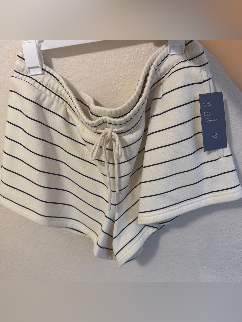 Universal Thread Striped Drawstring Lounge Shorts in White and Black